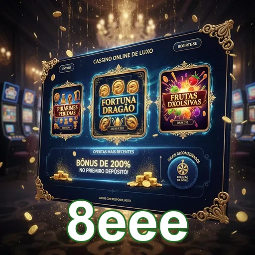 Imagem de um cassino de luxo VIP no site 8eee, destacando a sofisticação e exclusividade do ambiente.